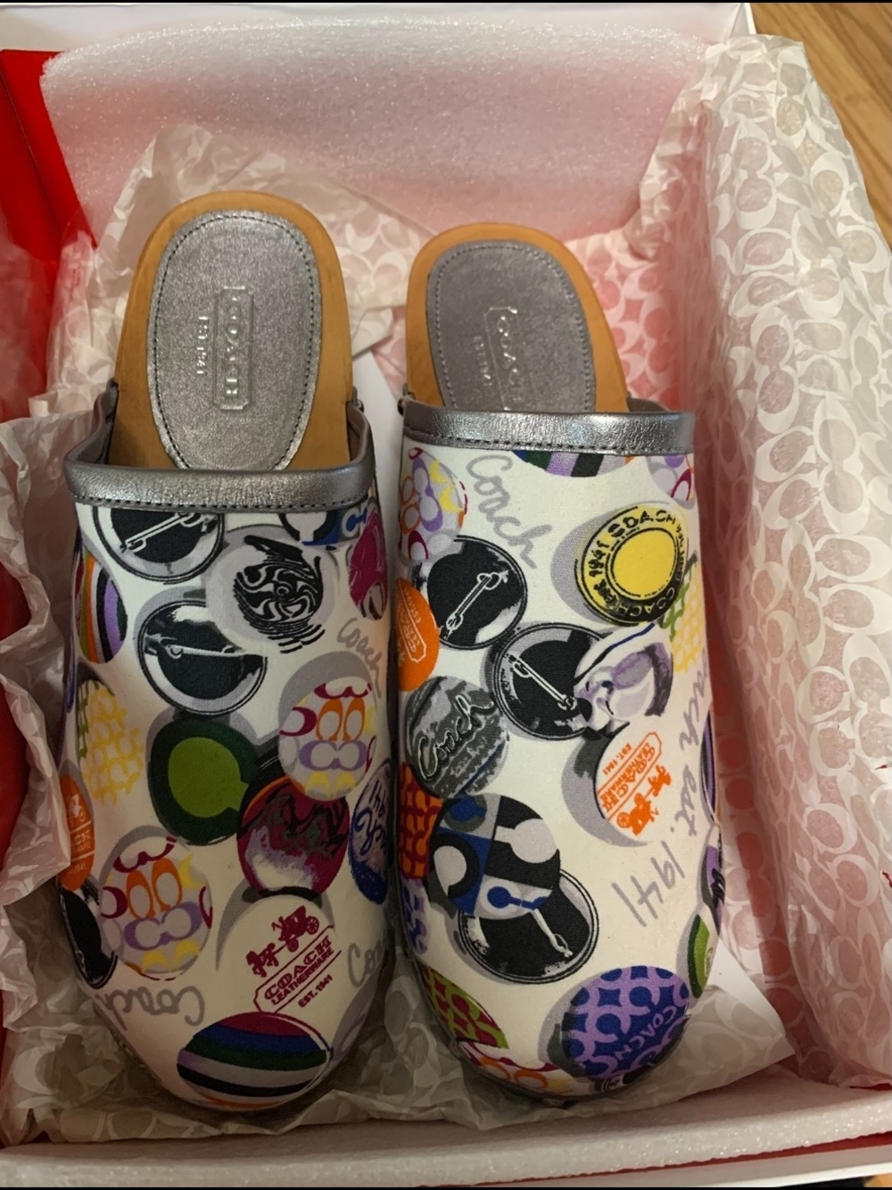 RARE Coach Y2K Pop Art Multicolor Logo-Print Clog Mule - Picture 5 of 7